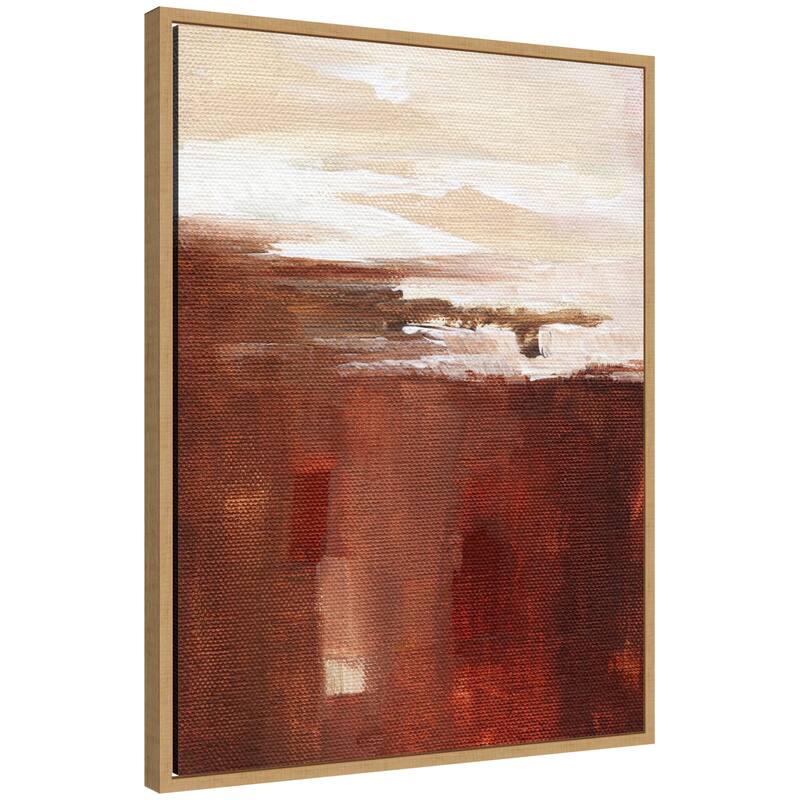 Kate and Laurel Sylvie Earthen Abstract Framed Canvas by Nikita Jariwala - 23x30 - Natural