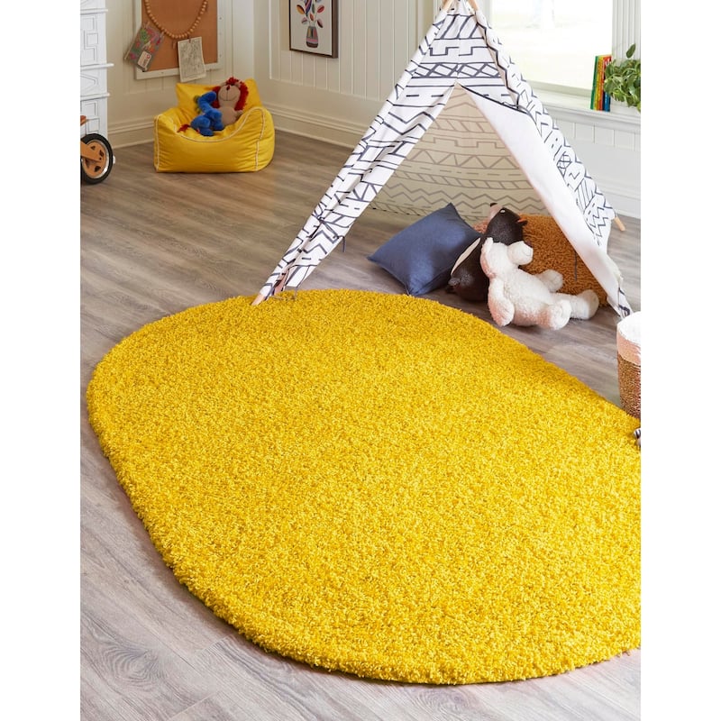 Shag Laurian Collection Area Rug - 8'x10' Oval - Tuscan Yellow