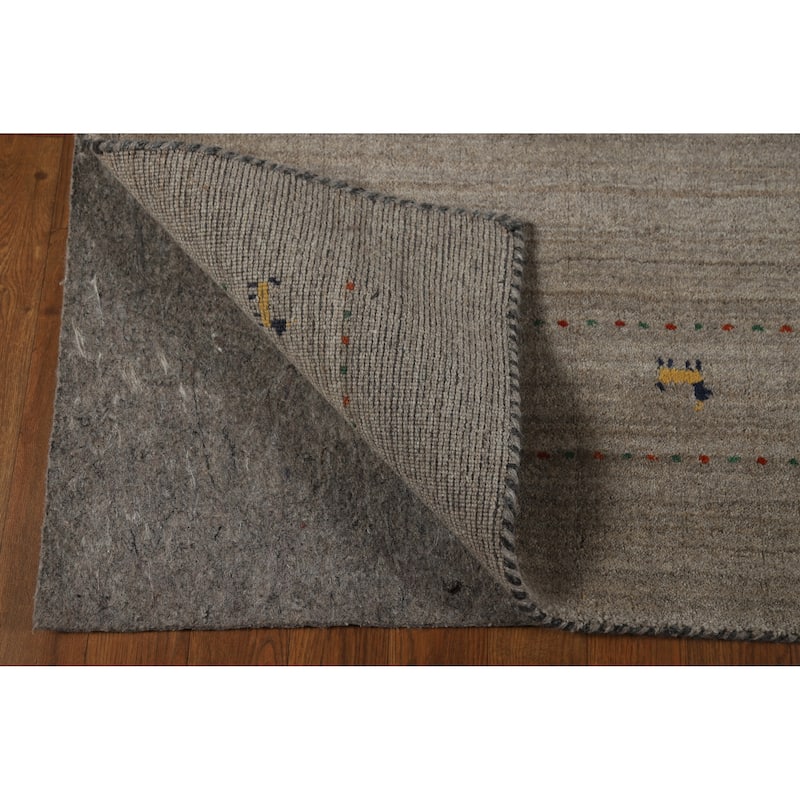 Hand Knotted Oriental 100% Wool Carpet Tribal Animal Pictorial Greys & Charcoal Gabbeh Area Rug - 7' 9'' X 5' 0''