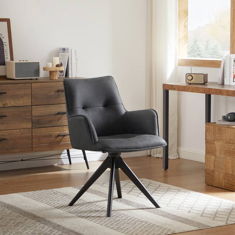 Art Leon Swivel Wood Accent Arm Chair