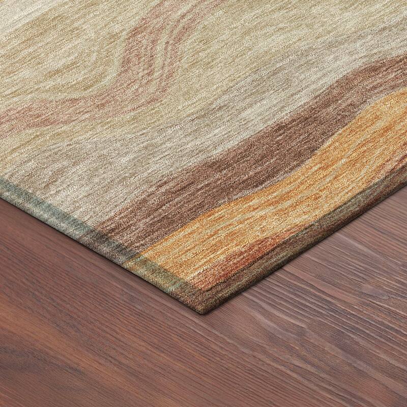 Machine Washable Indoor/ Outdoor Ombre Stripes Chantille Rug