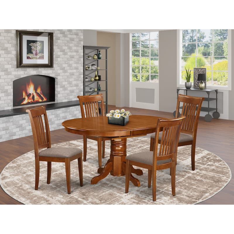 East West Furniture 5 Piece Dining Room Table Set Includes an Oval Kitchen Table and Dining Chairs, Saddle Brown (Seat Options)
