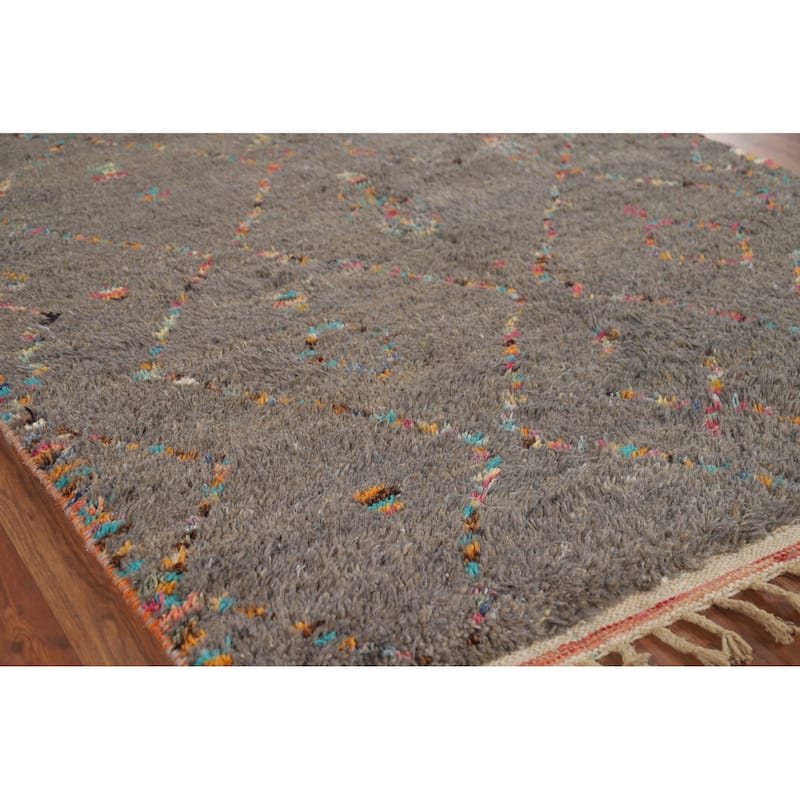Trellis Plush Moroccan Oriental Area Rug Handmade Wool Carpet - 5'1" x 7'11"