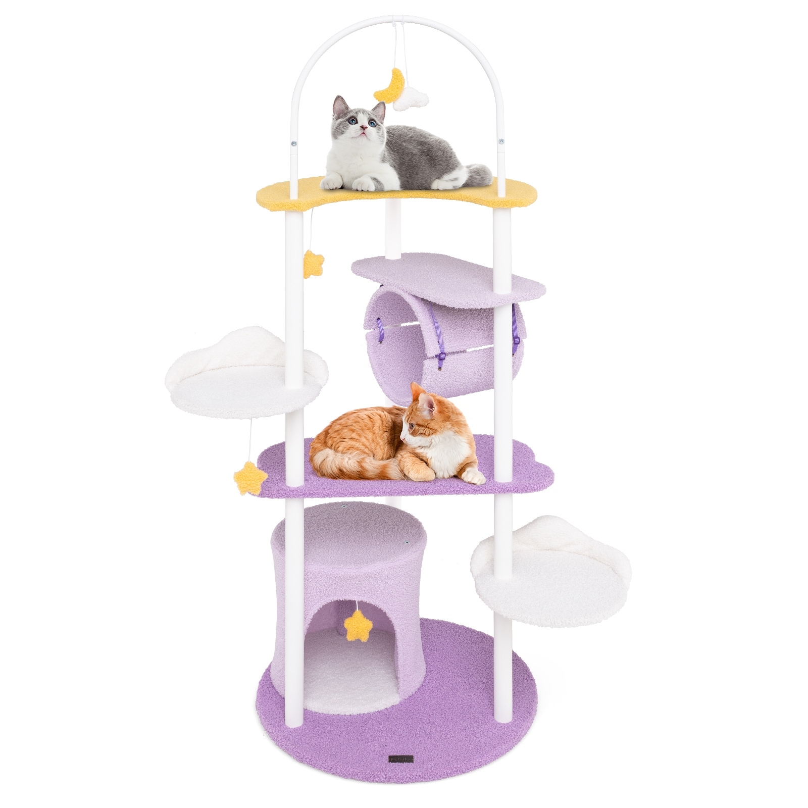 62 Inches Large Cat Tower with Metal Frame and Jumping Platforms