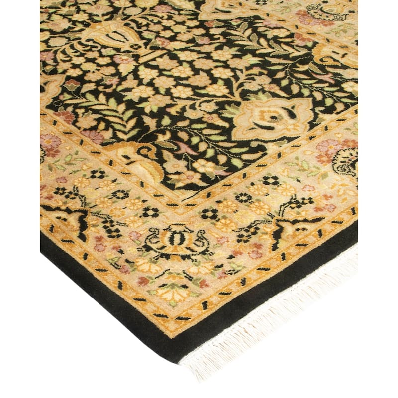 Overton Handknotted Wool Traditional Oriental Black Runner