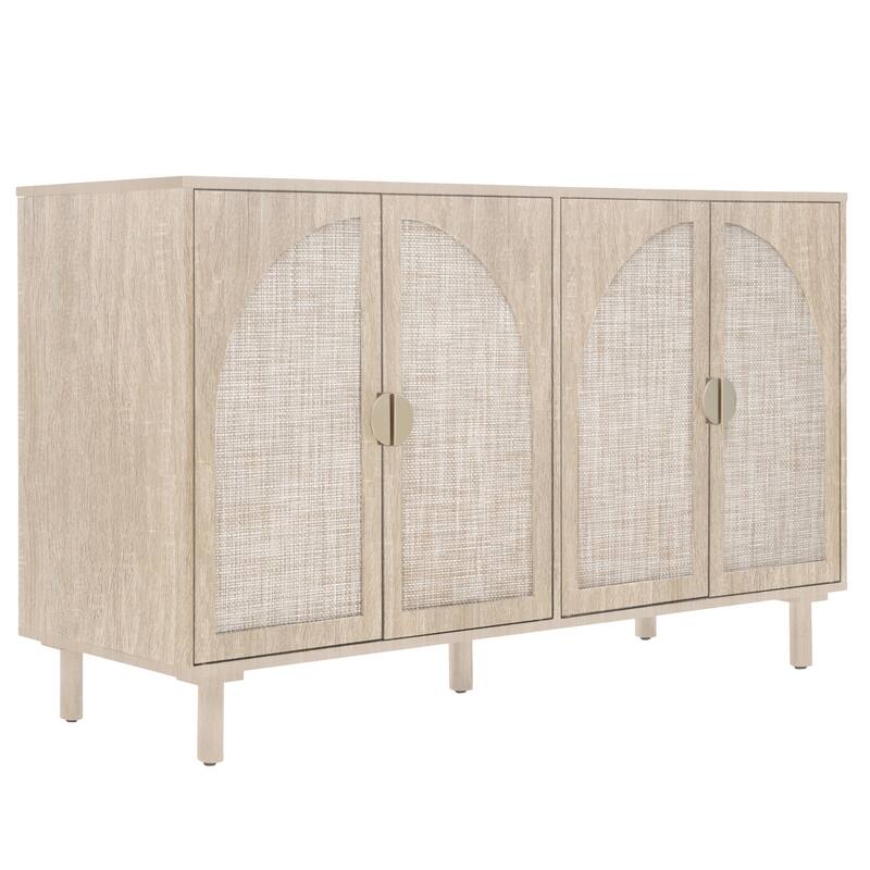 Engineered Rattan Buffet Sideboard Accent Storage Cabinet, Natural