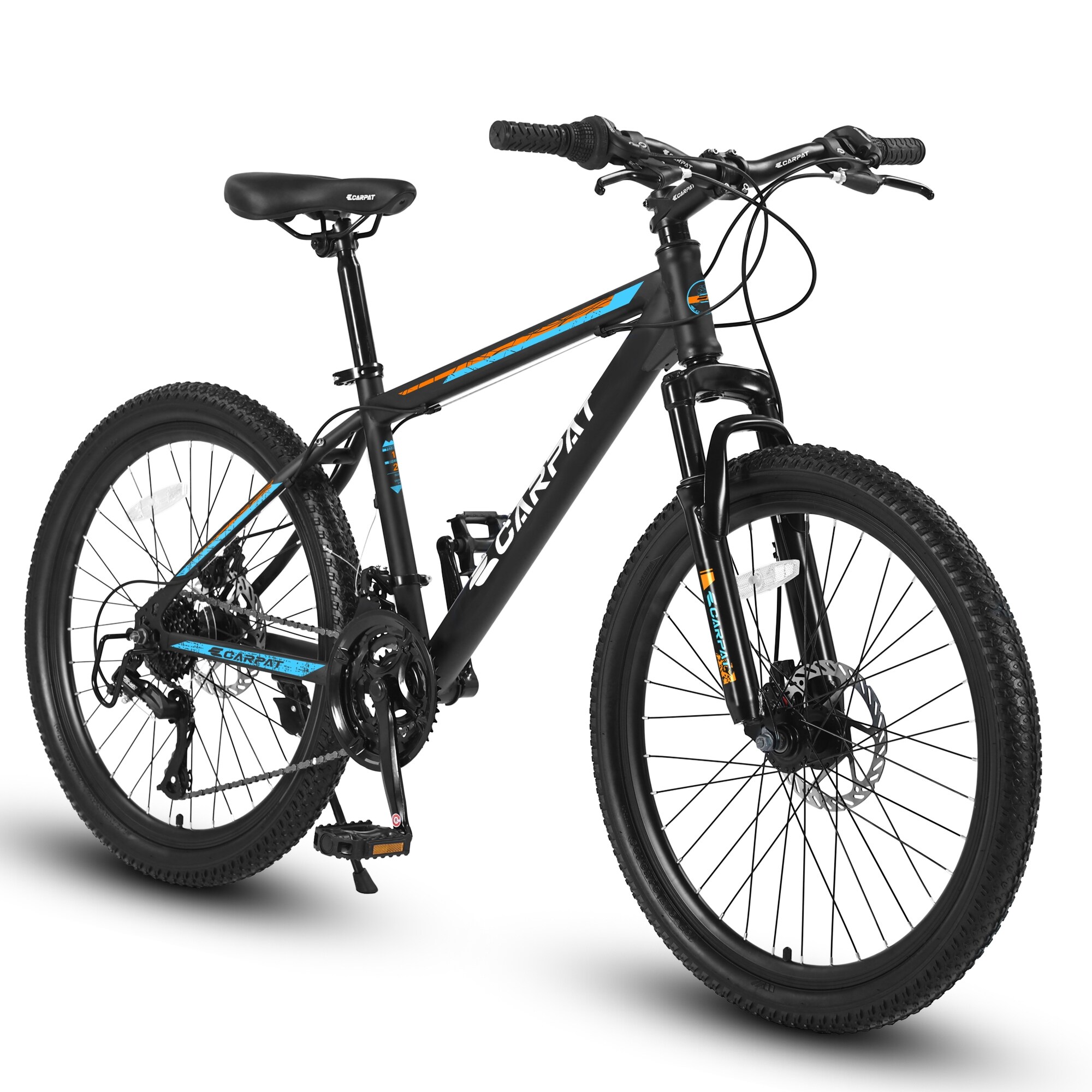 26 Inch Mountain Bike with Steel Frame Suspension MTB 21 Speeds Mechanical Disc Brakes