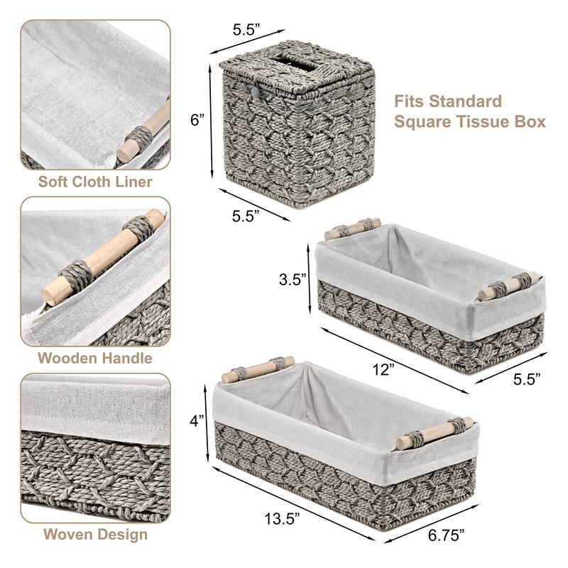 Sorbus Storage Wicker Baskets - Set of 3 - 13.5 x 6.75 x 4