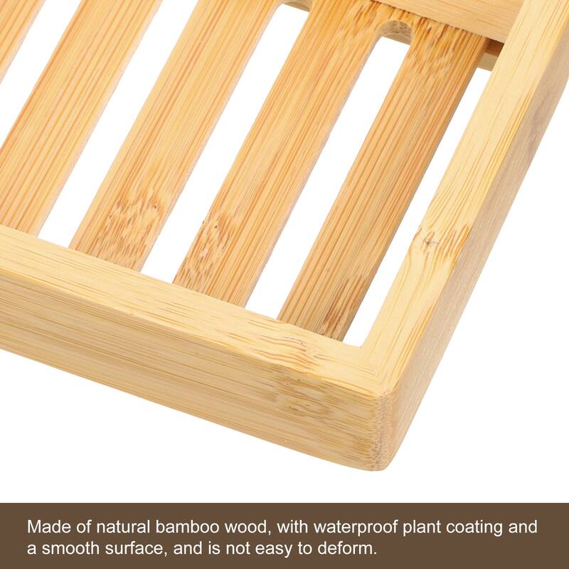 Wooden Soap Tray, Wooden Soap Dish, Natural Bamboo Soap Holder, Rectangle - Wood Color