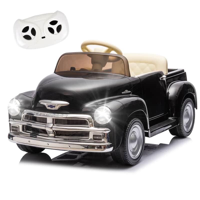 12V Kids Ride On Truck Car W/Parents Control, Licensed Chevrolet 3100 Pickup,Electric Car,High-Power Up To 4.35 Km/H,Age 3+ - Black