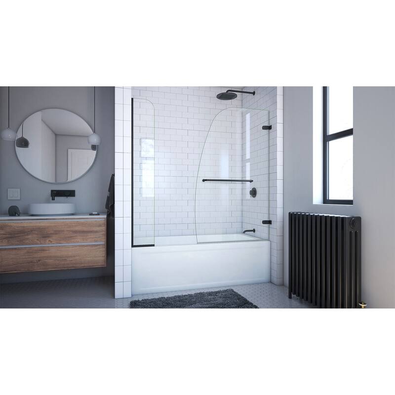 DreamLine Aqua Uno 56-60 in. W x 58 in. H Frameless Hinged Tub Door with Extender Panel - 56" - 60" W