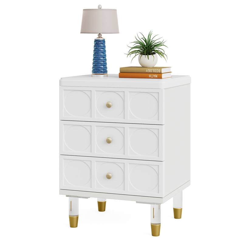 3-Drawer Bedside Table Nightstand for Bedroom