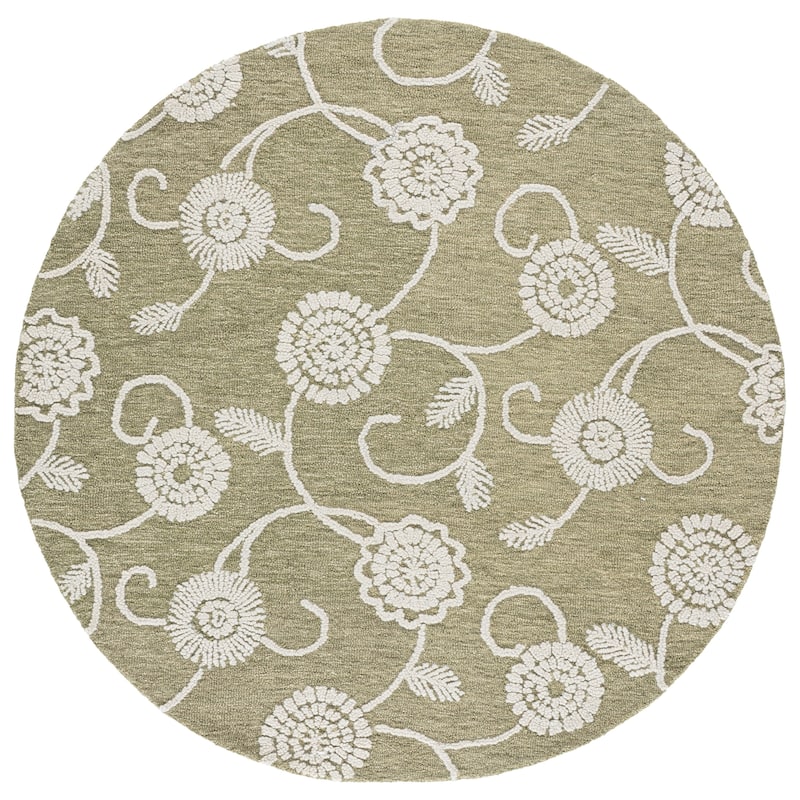 SAFAVIEH Handmade Metro Tehilah Wool Rug - 6' Round - Green/Ivory