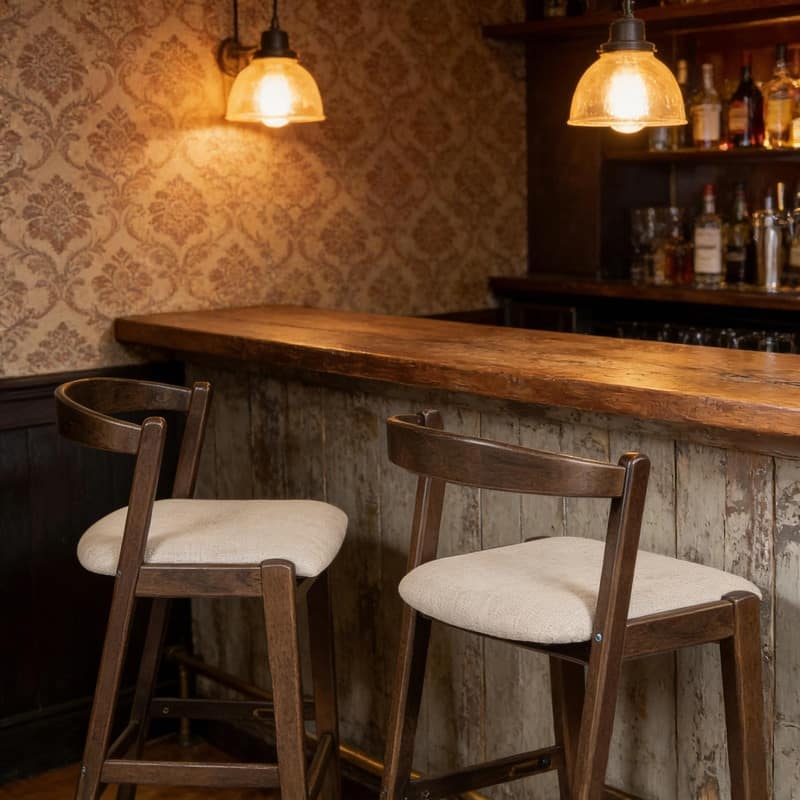 Set of 2 Indoor Rubberwood Barstools