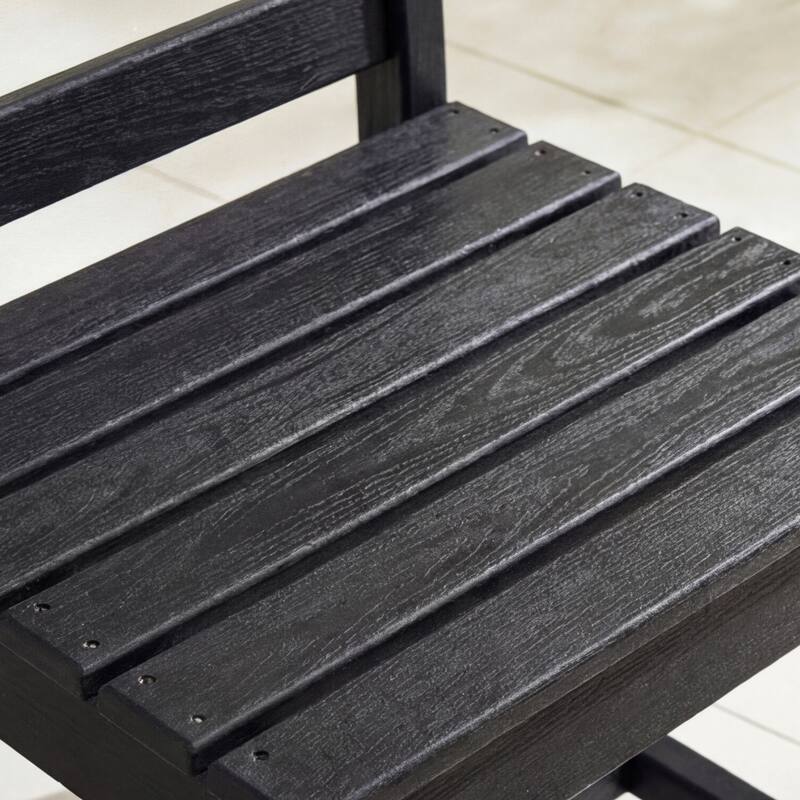 Set of 2 Outdoor Dining Chairs with Armrests, HDPE All Weather Patio Chairs, Waterproof UV Resistant Wood Grain Armchai