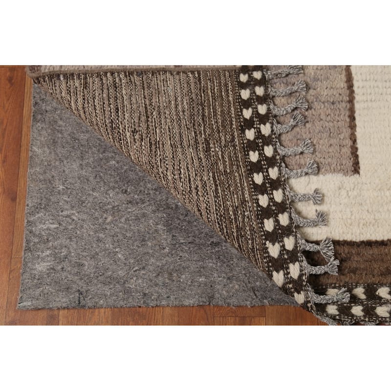 Moroccan Abstract Area Rug Hand-Knotted Geometric Wool Carpet - 8'10"x 12'2"