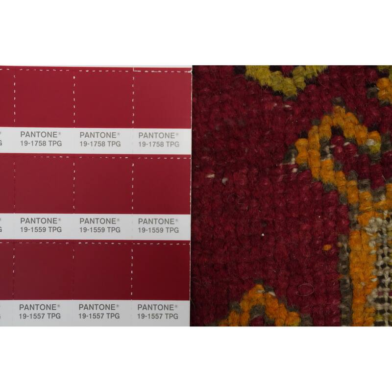 Hand Knotted Oriental 100% Wool Carpet Transitional Geometric Red Anatolian Area Rug - 6' 5'' X 4' 1''