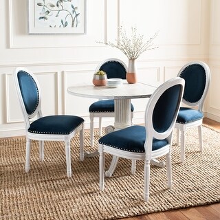 Safavieh Old World Navy Velvet Oval Dining Chairs