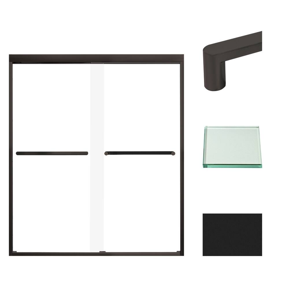 Frederick 59 in. W x 66 in. H Sliding Semi-Frameless Shower Door with Clear Glass - 57.75-59-in W x 66-in H