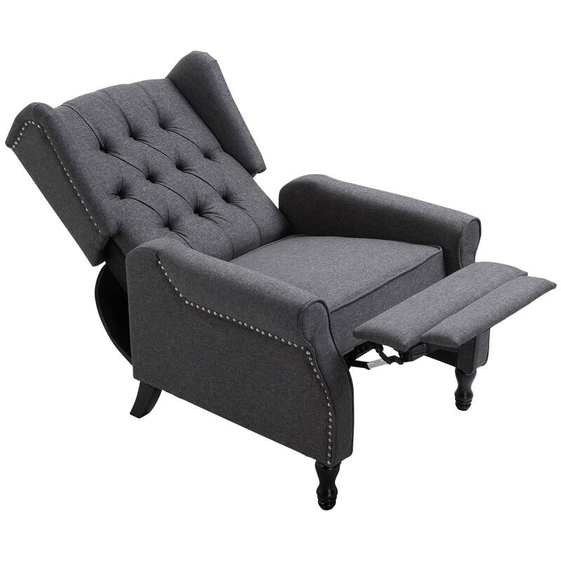 Modern 26" Upholstered Buttons Tufted Recliner Chair with Footrest and Solid Wooden Legs