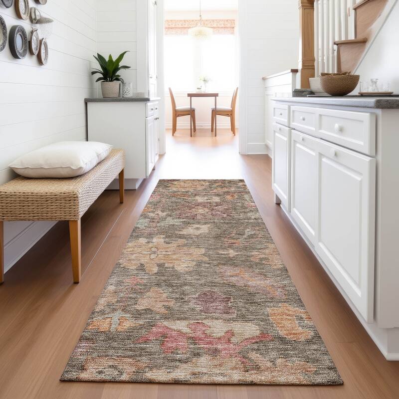 Premium Washable Super Soft Vintage Traditional Mayfield Rug - Brown - 2'3" x 7'6"