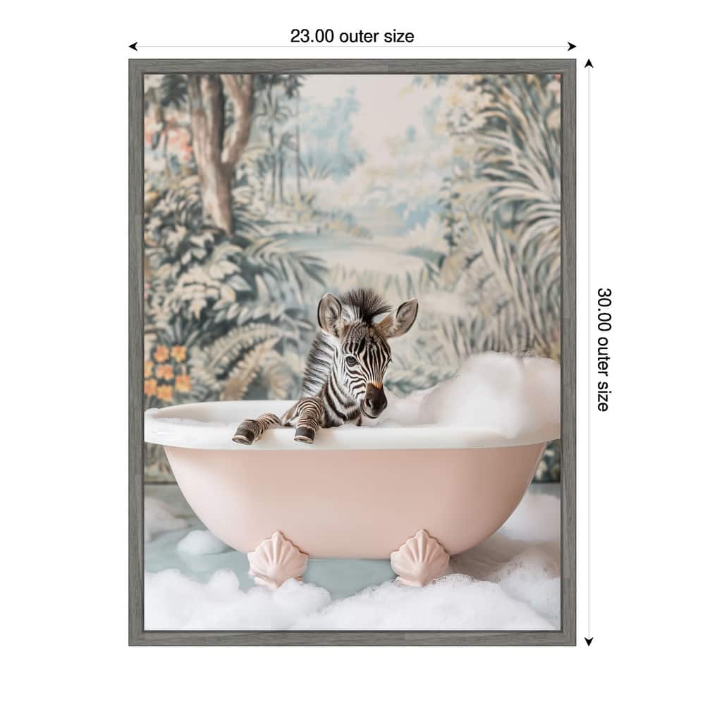 Zebra Bath Time by Niky Rahner Framed Canvas Wall Art