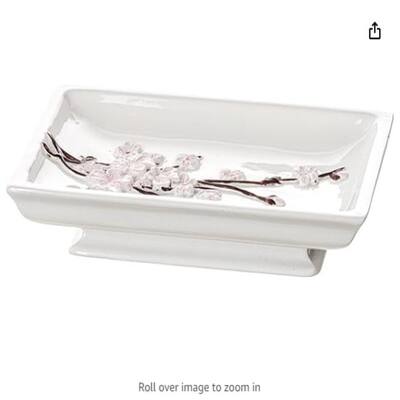 Creative Scents White Soap Dish for Bathroom, Decorative Dry Bar Soap Holder for Shower