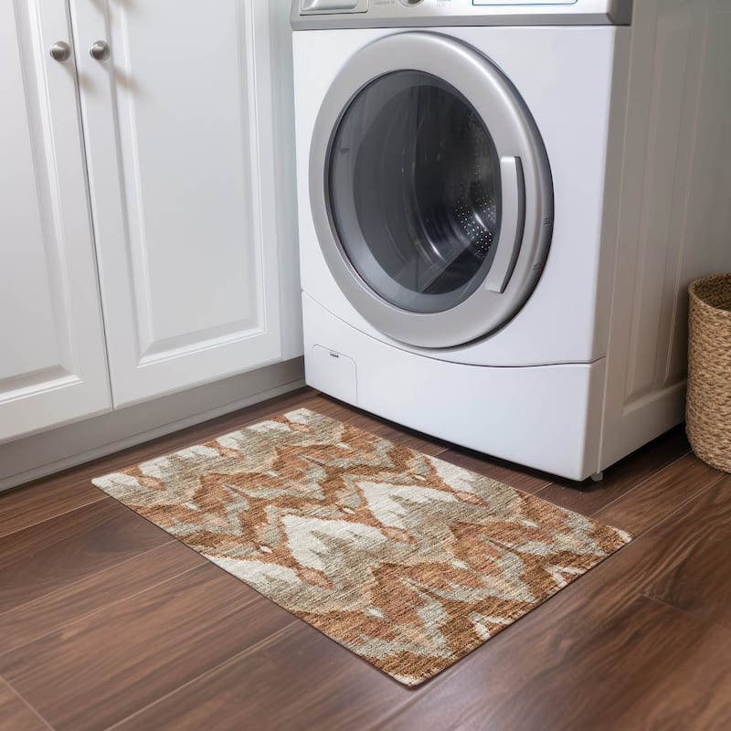 Machine Washable Indoor/ Outdoor Chantille Boho Ikat Rug