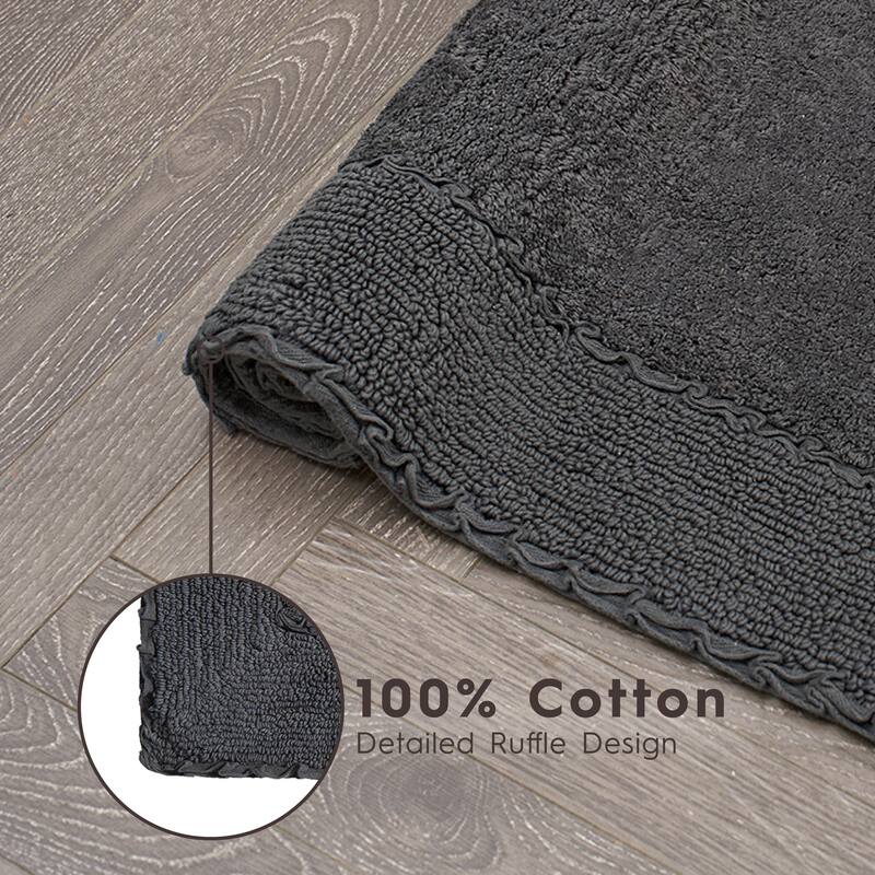 Laura Ashley Ruffle Border Pure Cotton Bath Rugs