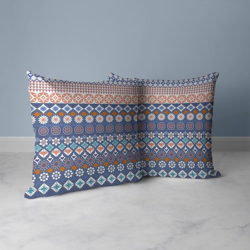 Shape Synergy Faux Suede Reversible Throw Pillow Blue and Orange