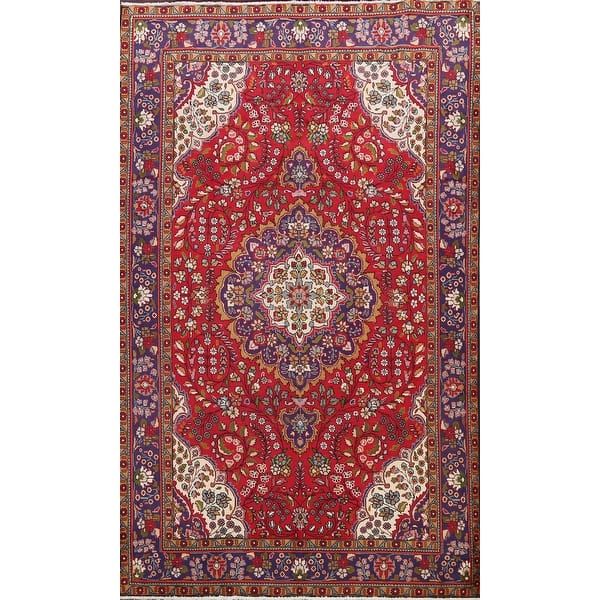 Vintage Floral Tabriz Persian Area Rug Hand Knotted Red Wool Carpet 6 9 X 9 8 On Sale Overstock 31430249