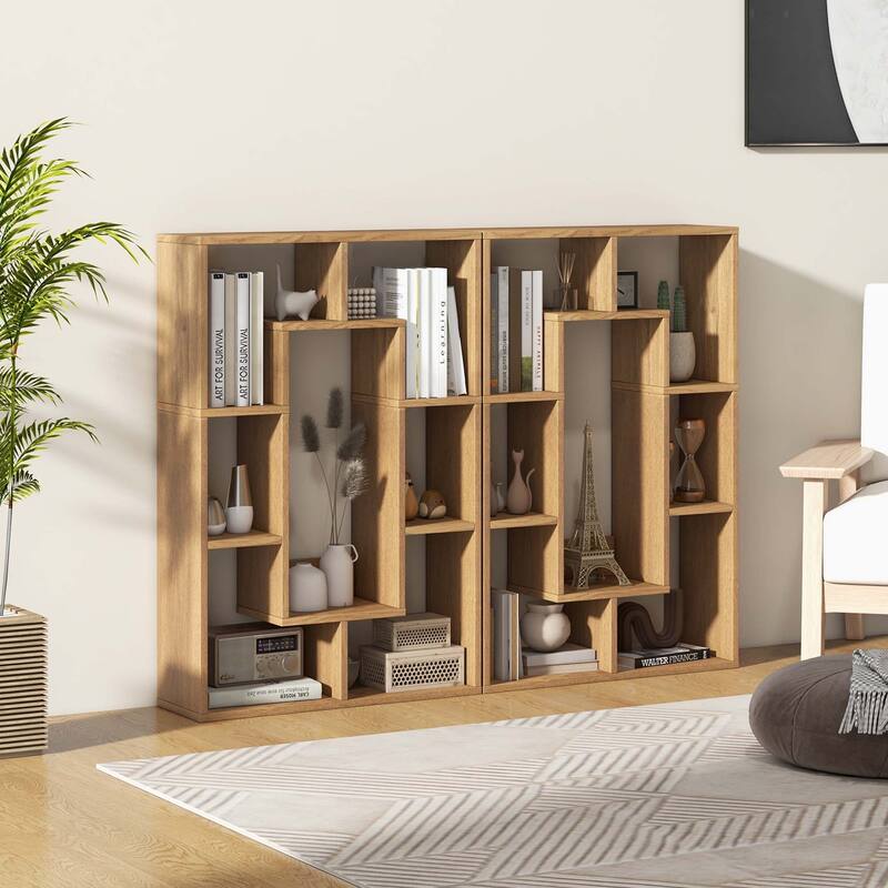 Costway 7-Cube Geometric Bookshelf with Anti-Toppling Device Modern - See Details