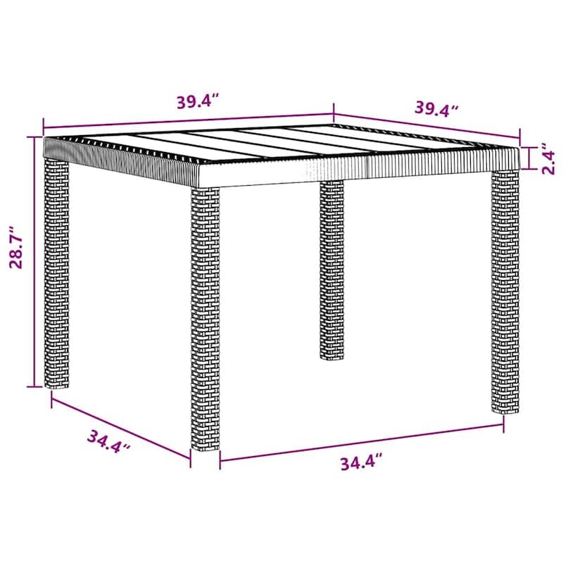 vidaXL Garden Table Anthracite/Brown poly rattan