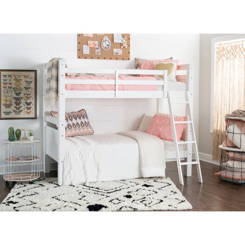 Linon Beckett Wood Twin Over Twin Bunk Bed - White