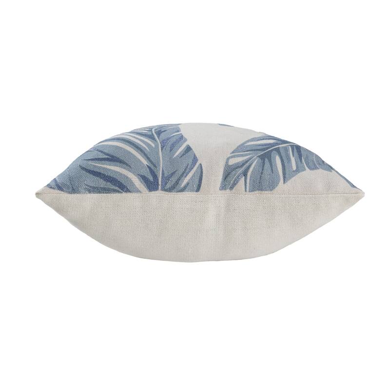 Handwoven Tropical Palm Leaf Square Throw Pillow - 20" - Blue and Cream