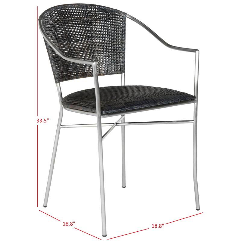 SAFAVIEH Jullieta Black Arm Chair (Set of 2) - 21" W x 22.3" L x 33.5" H - 21Wx22Dx34H