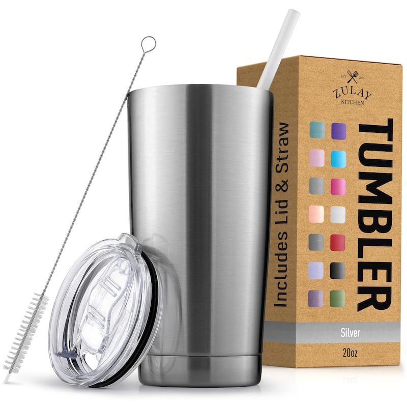 Zulay Kitchen 20oz Stainless Steel Tumbler With Lid and Straw