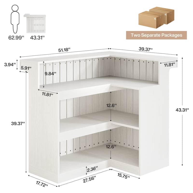 Industrial L-Shaped Corner Home Bar Cabinet with Wine Glass Racks