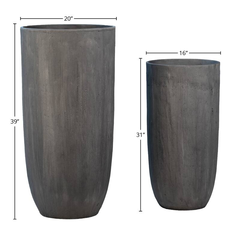 Garden Fiber and Sand Composition Pot Planter (Set of 2)