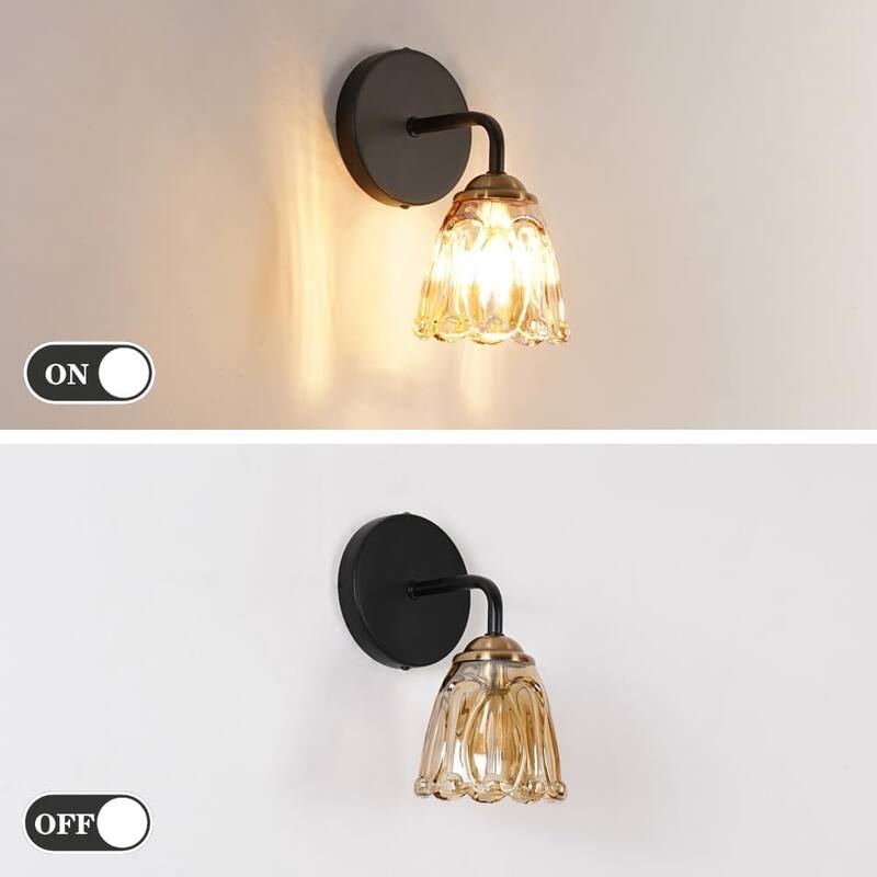 Set of 2 wall light amber bathroom light glass bedroom roome