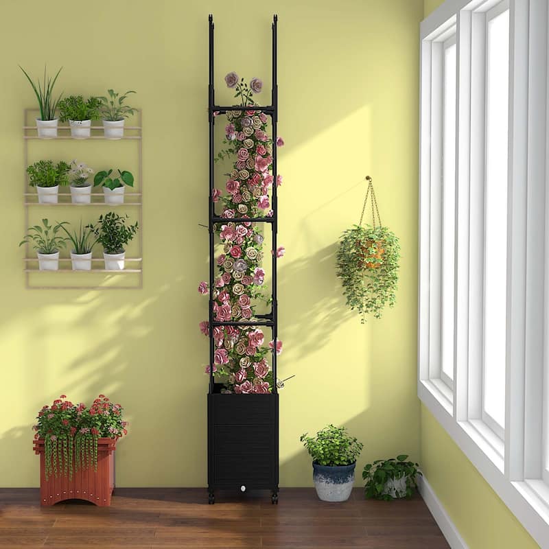 Costway 1/2 PCS Raised Garden Bed with Trellis and Wheels