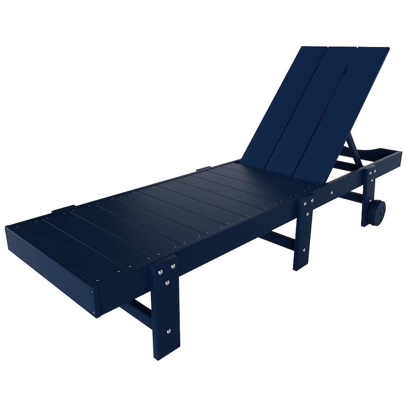 Shoreside Modern Poly Eco-Friendly All Weather Reclining Chaise Lounge With Wheels