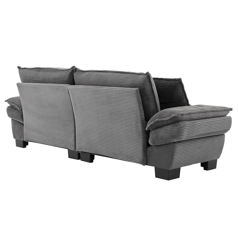 Corduroy Upholstered Loveseat Sofa, 2 Seater Sofa with Pillows, Deep Seat Sectional Sofa with Removable Cushions