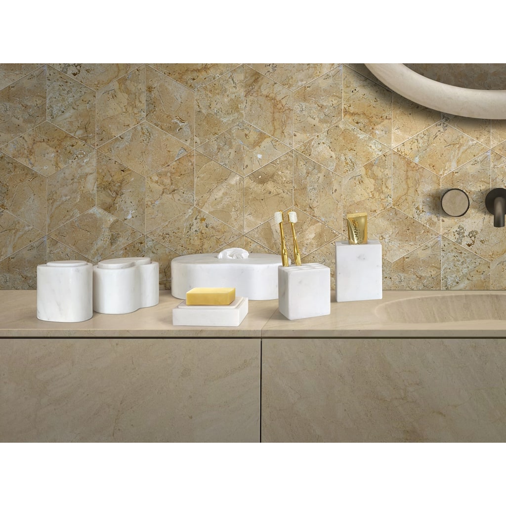 Roomfitters Marble Bathroom Accessories Set, Natural Stone Countertop Accessory Set, Solid Marble Vanity Set