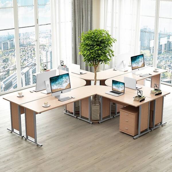 Shop 87 Large Reversible Modern L Shaped Desk With Cabinet