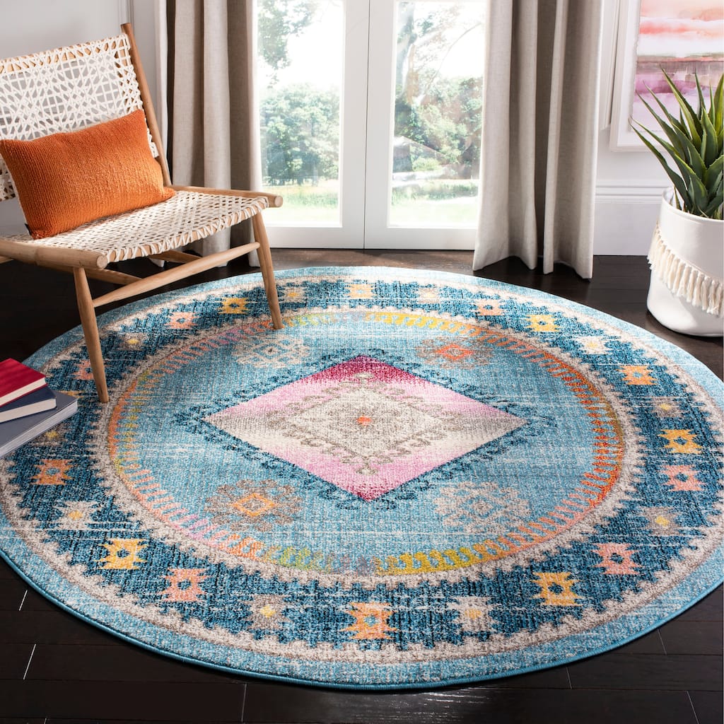 SAFAVIEH Madison Roseann Vintage Boho Diamond Medallion Rug