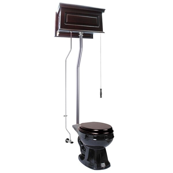 Renovator's Supply Dark Oak Raised Tank Round High Tank Toilet