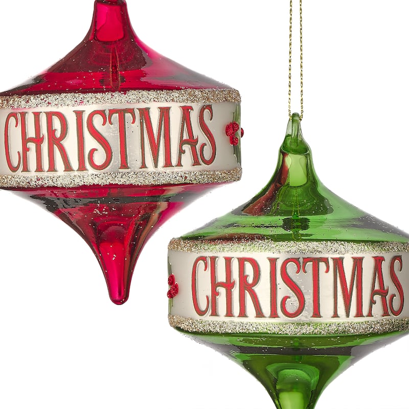 4.5" Glass Spinning Top Ornament Set of 6