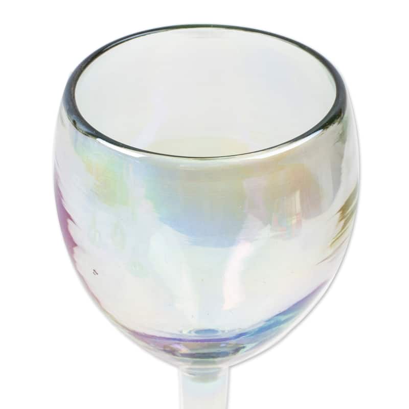 NOVICA Artisan Handblown Recycled Ecofriendly Wine Glasses Clear From Mexico Tableware Drinkware 'Ethereal Fineness'(Set Of 4)