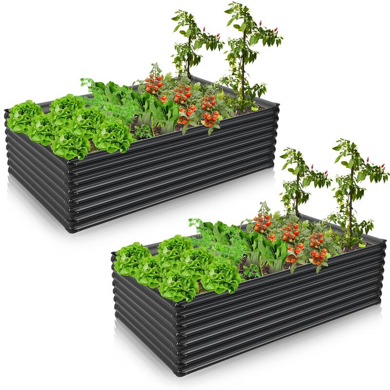 Costway 2 PCS Galvanized Raised Garden Bed Outdoor Planter Box - See Details